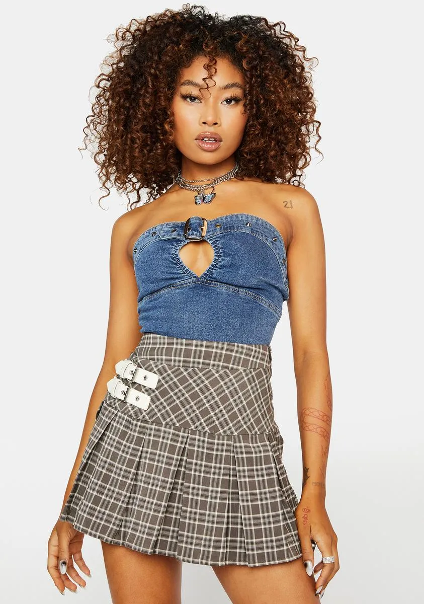 Y2K Buckle Mini Skirt sold by Dolls Kill product image thumbnail 2