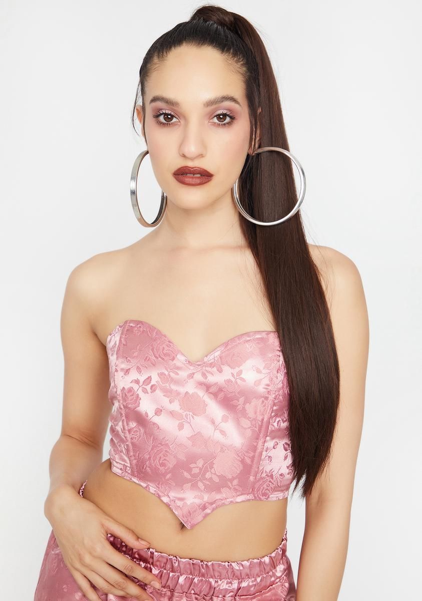 Baby Satin Cropped Corset Top sold by Dolls Kill