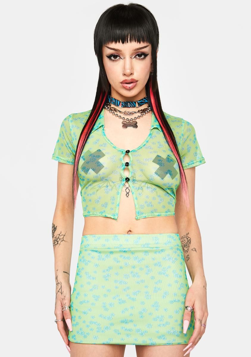 Floral Mesh Mini Skirt sold by Dolls Kill product image thumbnail 2