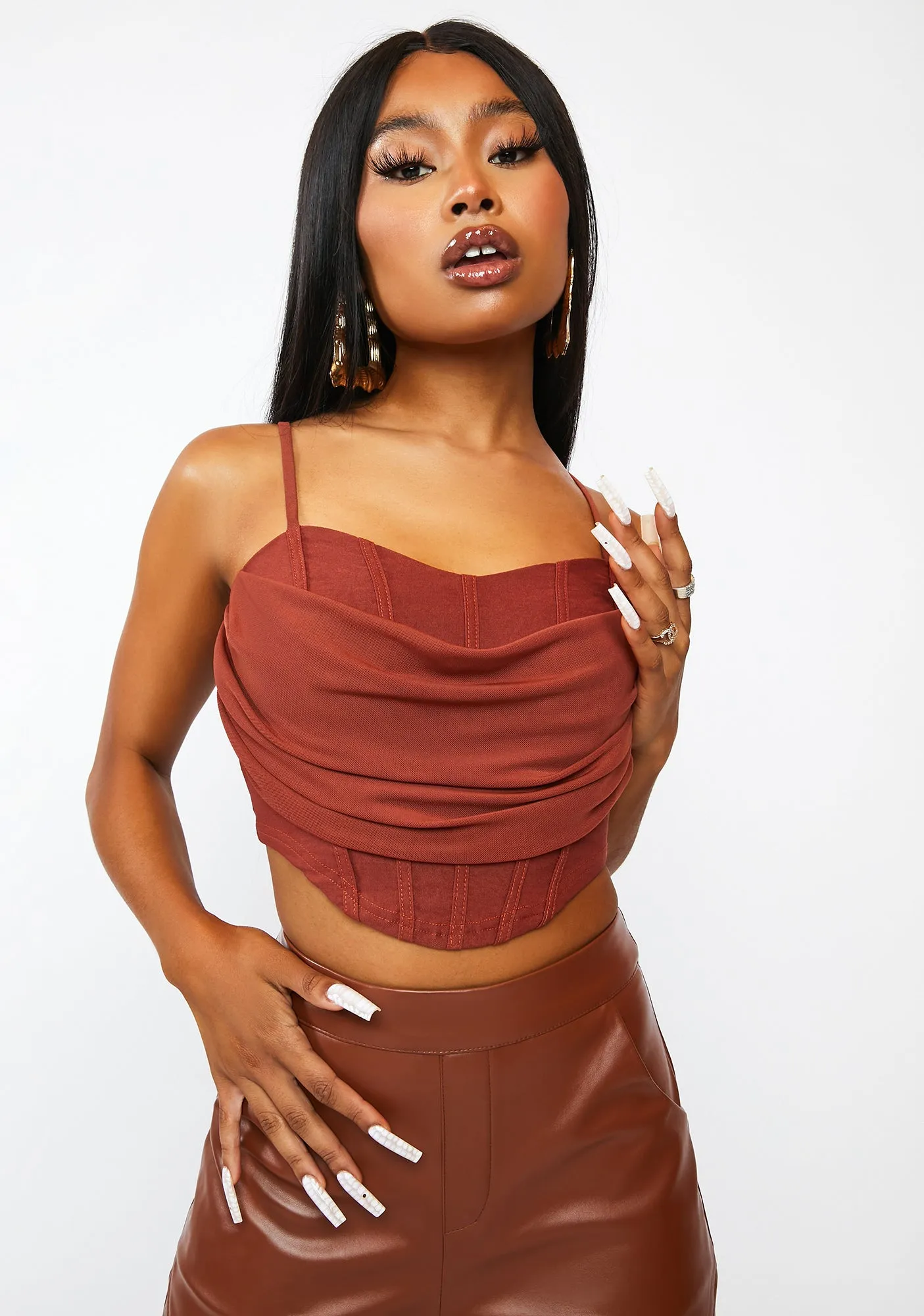 Take My Picture Ruched Corset Top sold by Dolls Kill