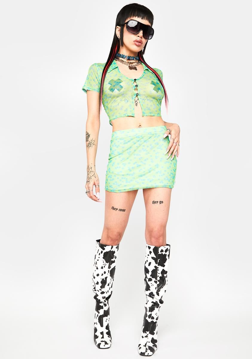 Floral Mesh Mini Skirt sold by Dolls Kill product image thumbnail 3