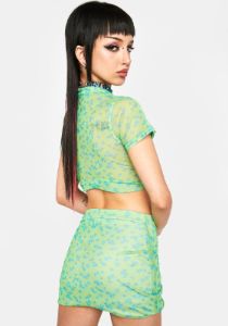 Floral Mesh Mini Skirt sold by Dolls Kill