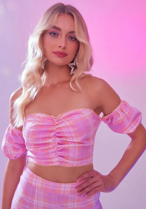 That's My Jam Off The Shoulder Crop Top sold by Dolls Kill