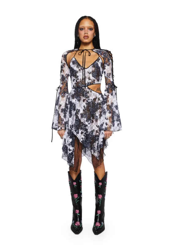 Fairydust Chronicles Lace Dress & Shrug Set- Floral sold by Dolls Kill