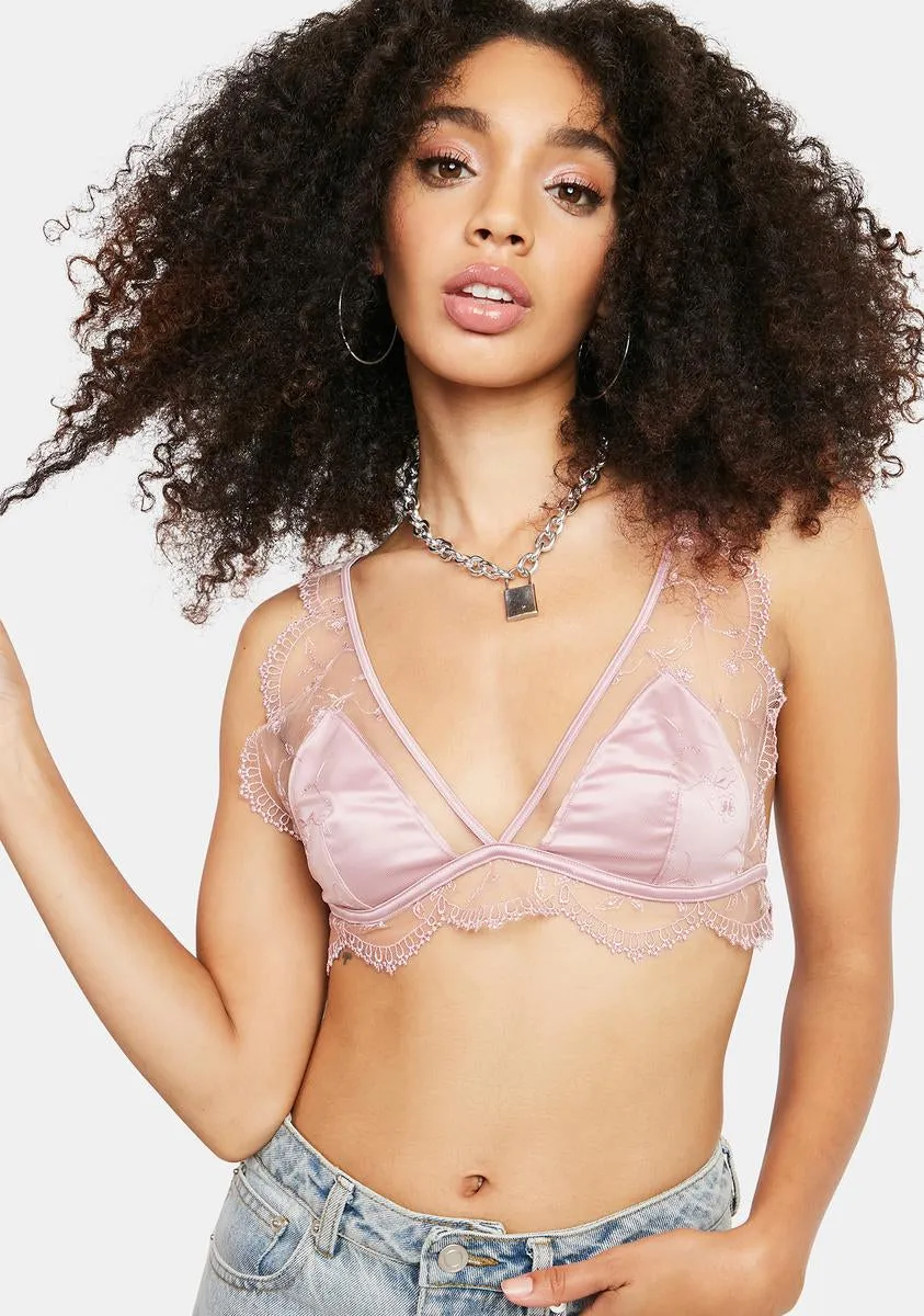 Light Pink When In Rome Lace Bralette sold by Dolls Kill