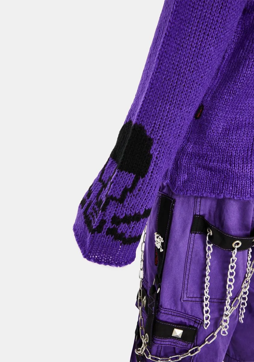 Purple Knit Skull Sweater sold by Dolls Kill product image thumbnail 4