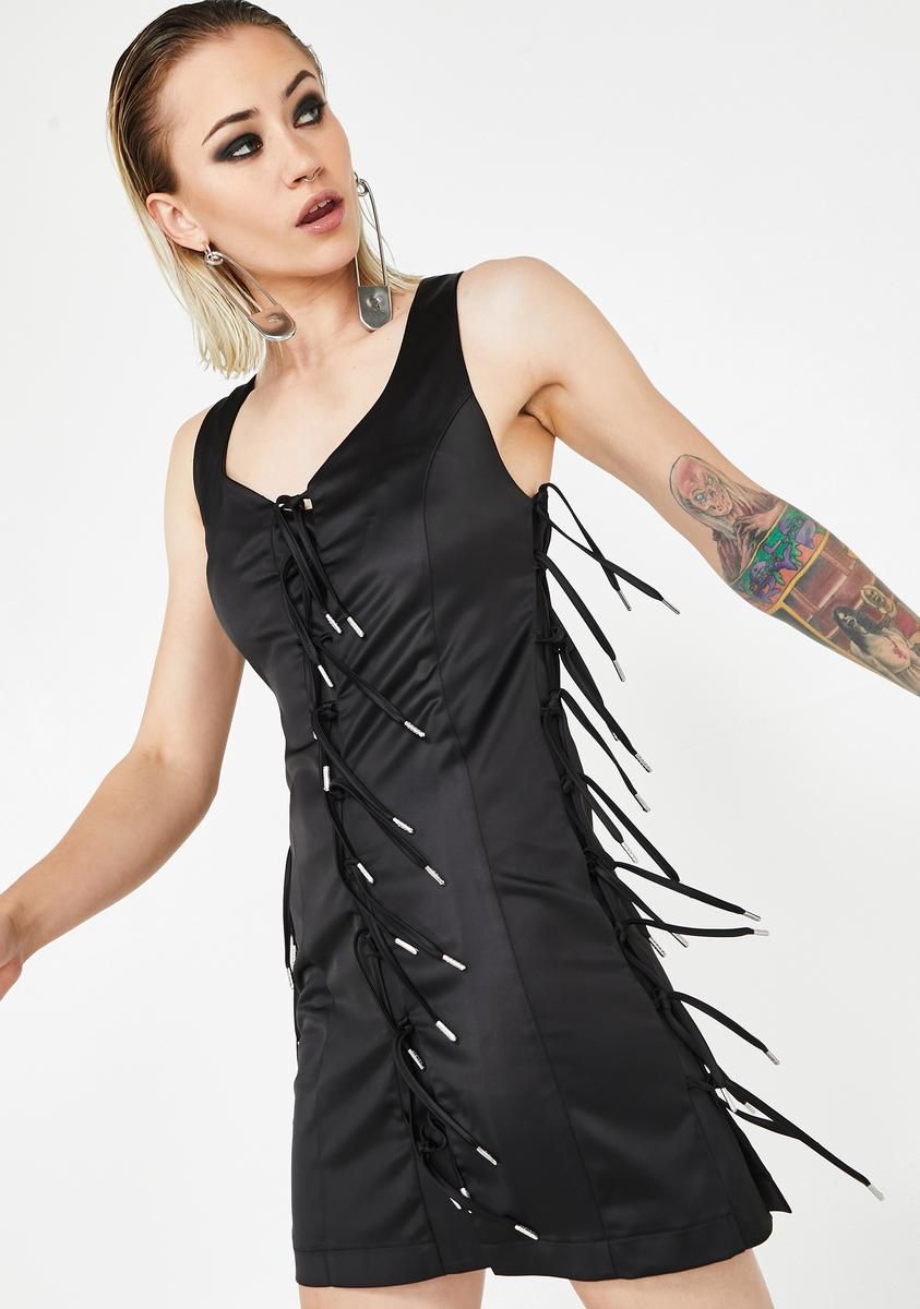 Expando Tie Satin Dress sold by Dolls Kill