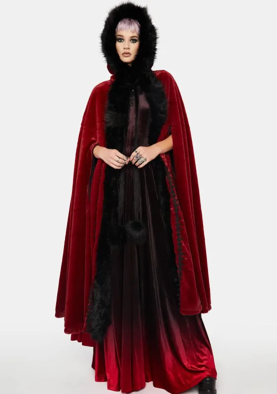 Goth Faux Rabbit Fur Long Cloak sold by Dolls Kill