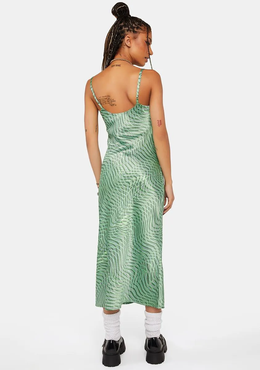 Green Wave Satin Slip Dress sold by Dolls Kill product image thumbnail 4