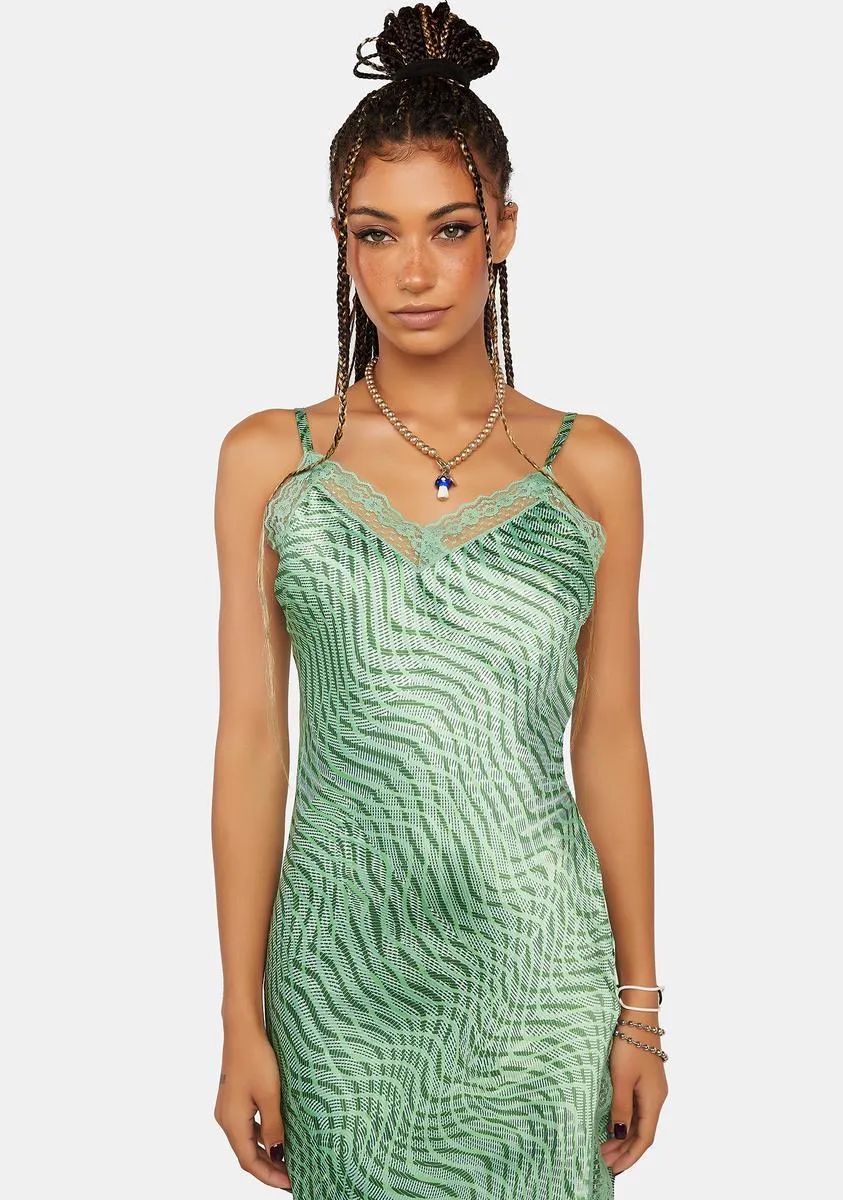 Green Wave Satin Slip Dress sold by Dolls Kill product image thumbnail 2
