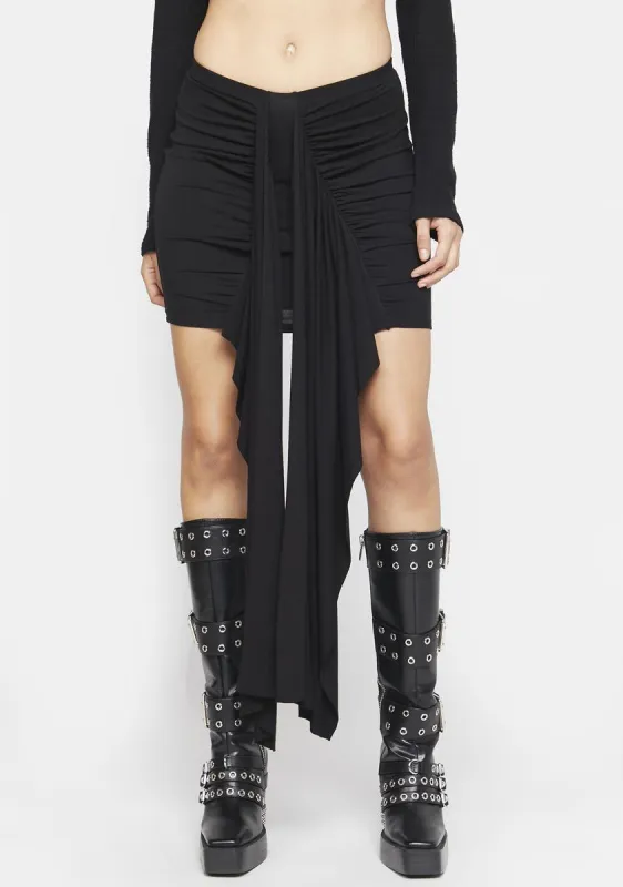 Moment Of Silence Draped Mini Skirt sold by Dolls Kill