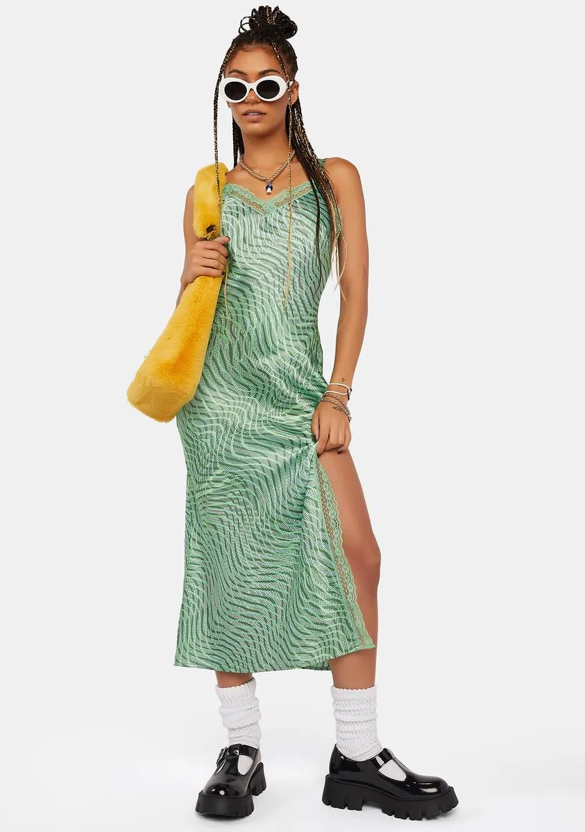 Green Wave Satin Slip Dress sold by Dolls Kill product image thumbnail 3