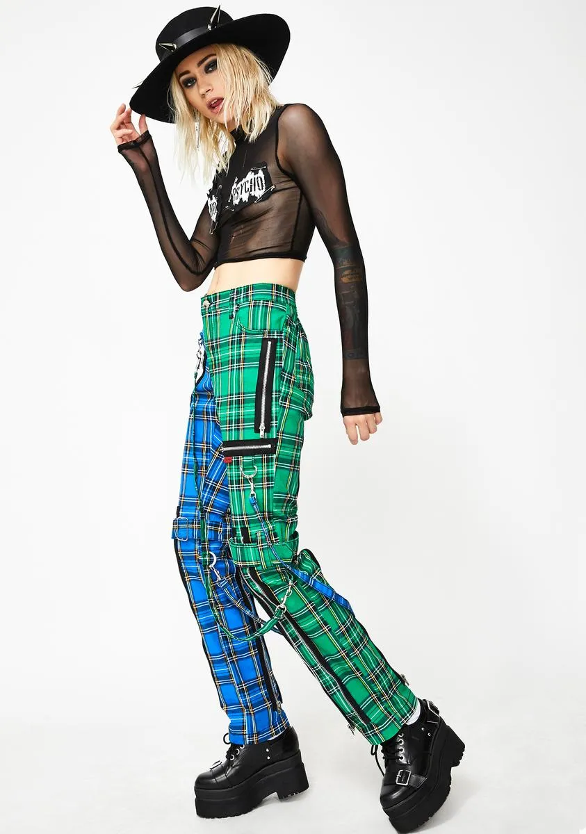 Split Leg Blue Plaid Bondage Pants sold by Dolls Kill product image thumbnail 3