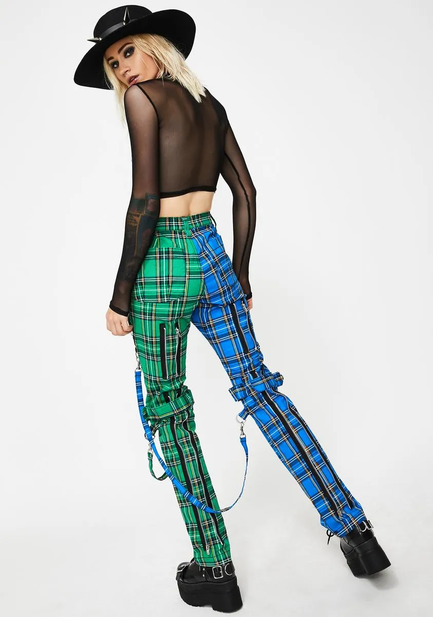 Split Leg Blue Plaid Bondage Pants sold by Dolls Kill product image thumbnail 4