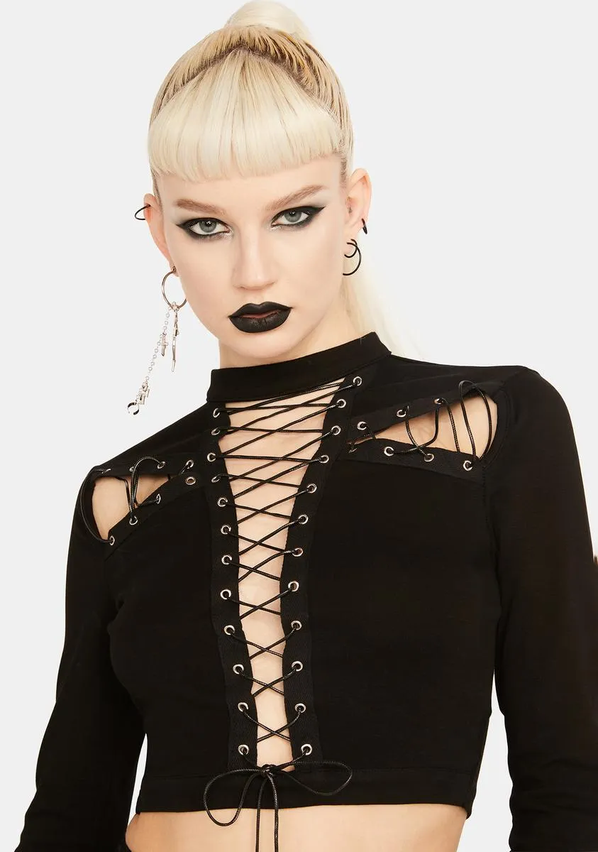 Fallen Gladiator Crop Top sold by Dolls Kill
