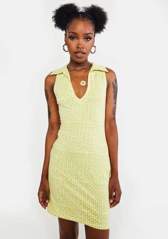 Green Geo Retro Jelita Mini Dress sold by Dolls Kill