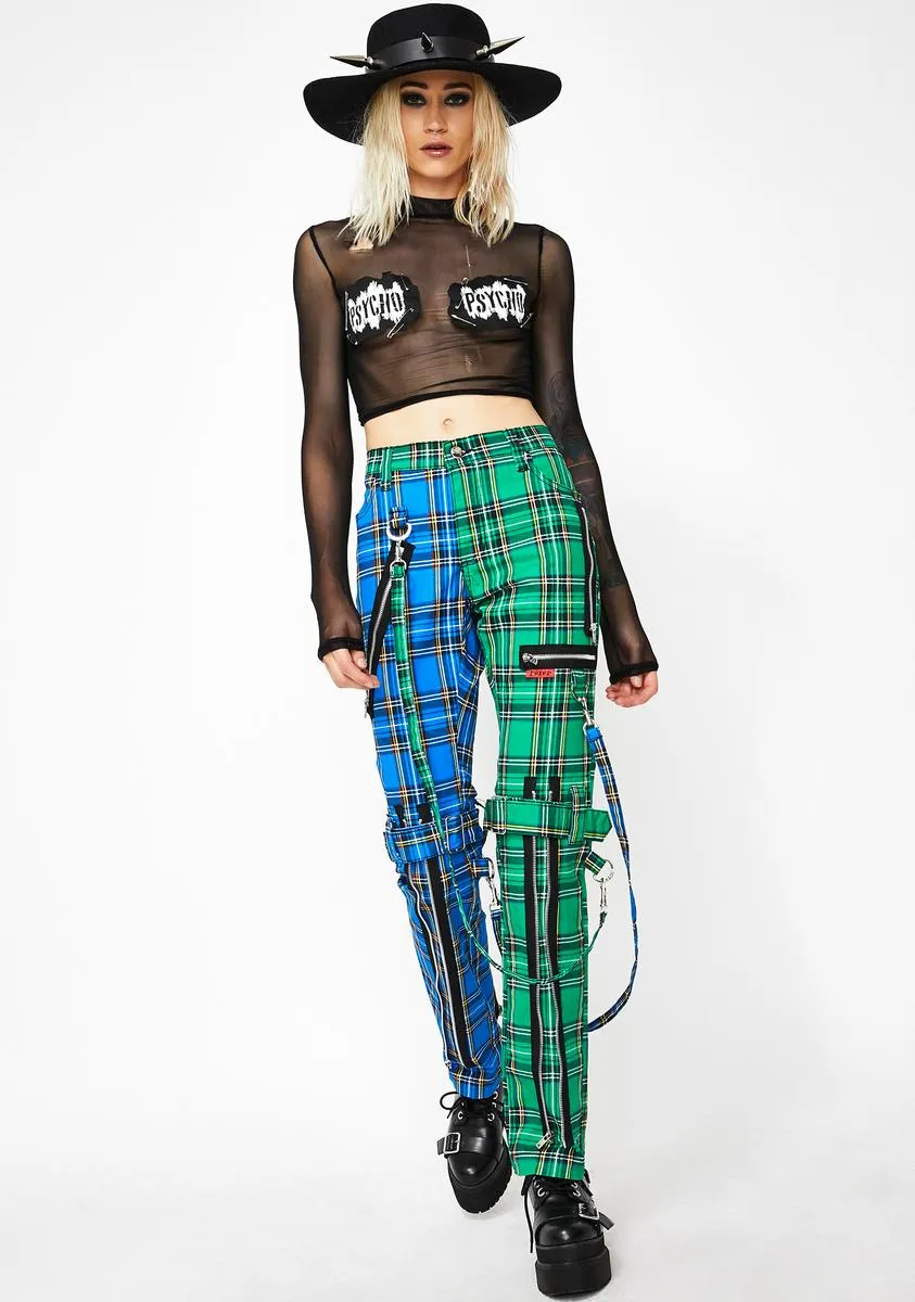 Split Leg Blue Plaid Bondage Pants sold by Dolls Kill product image thumbnail 2