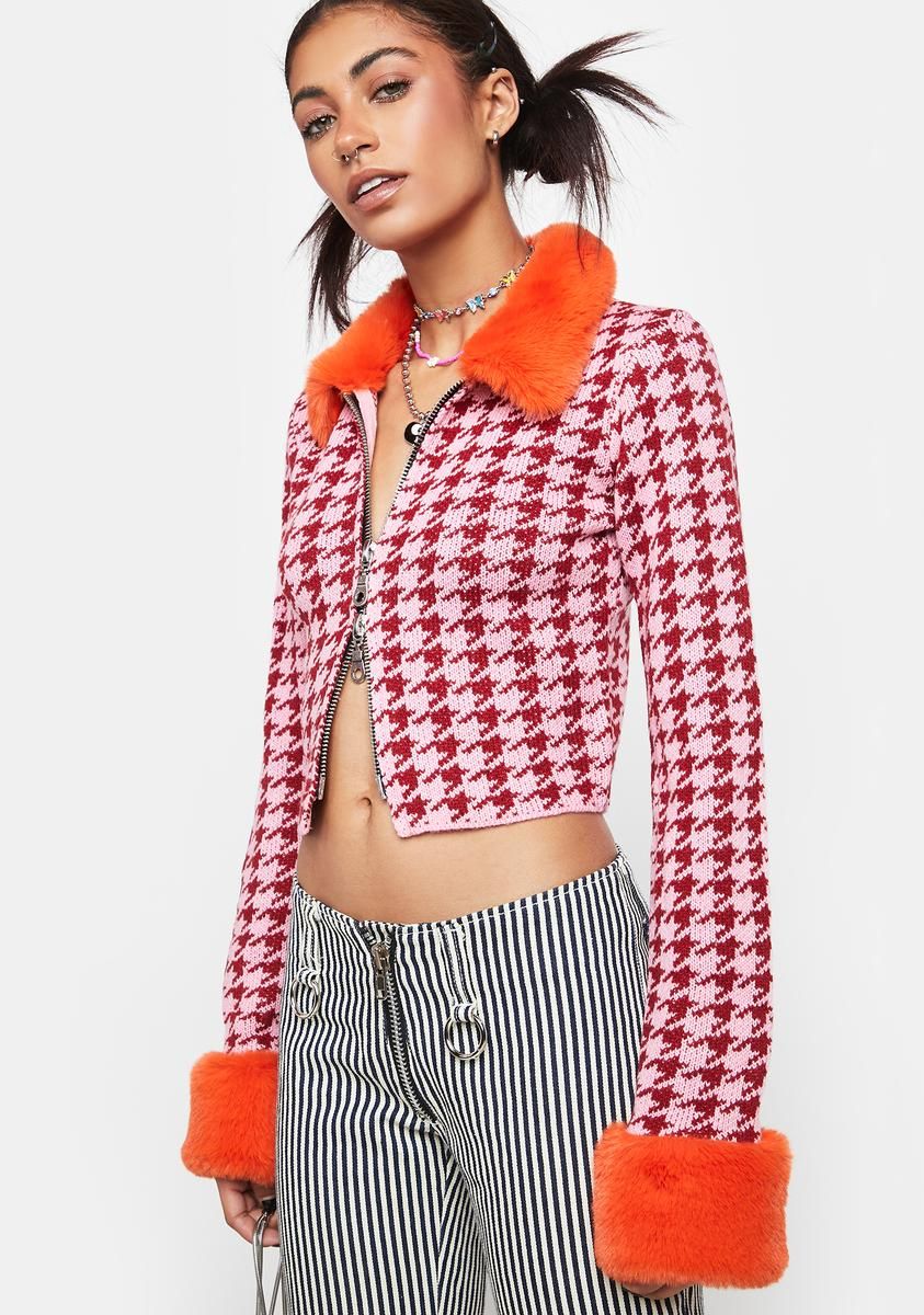 Bluster Houndstooth Cardi Top sold by Dolls Kill product image thumbnail 2