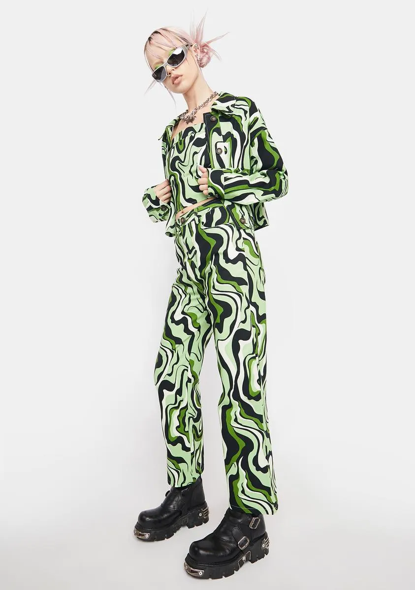 Green Swirl Print Trousers sold by Dolls Kill product image thumbnail 2