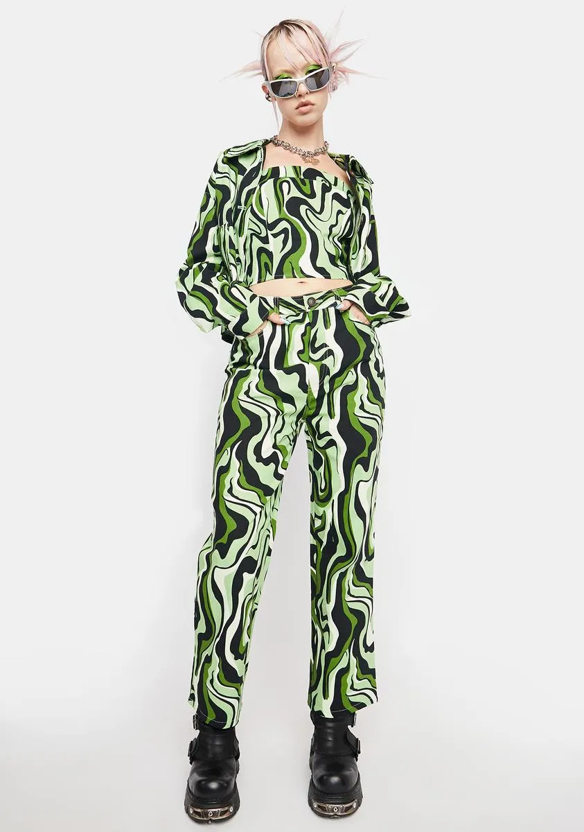 Green Swirl Print Trousers sold by Dolls Kill product image thumbnail 3