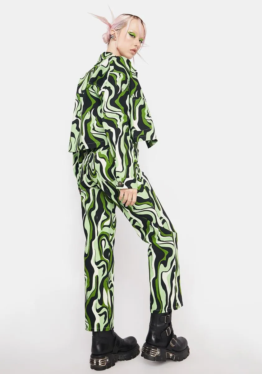 Green Swirl Print Trousers sold by Dolls Kill product image thumbnail 4