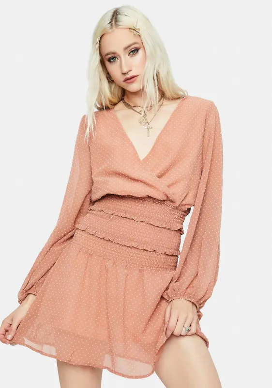 Lovely Bubbly Smocked Waist Wrap Mini Dress sold by Dolls Kill