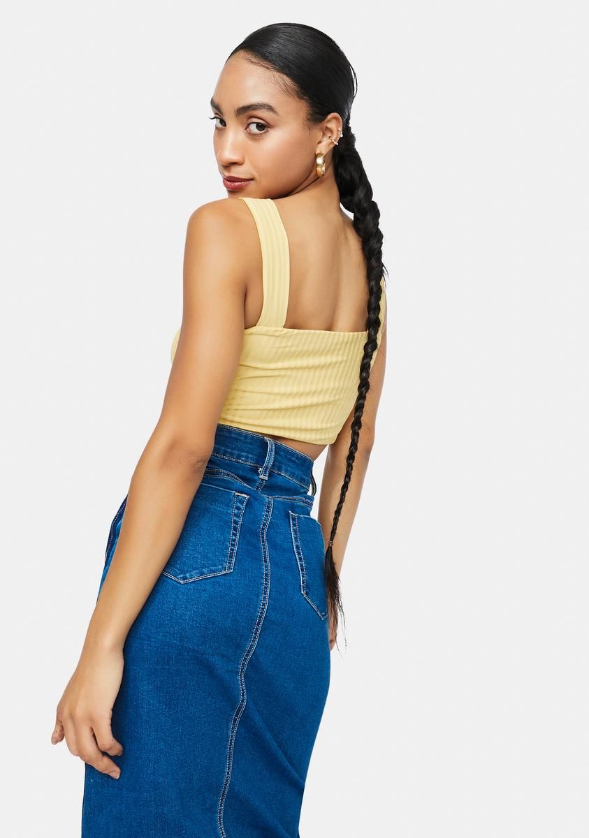 Lemon Left On Read Ribbed Bralette Top sold by Dolls Kill product image thumbnail 4