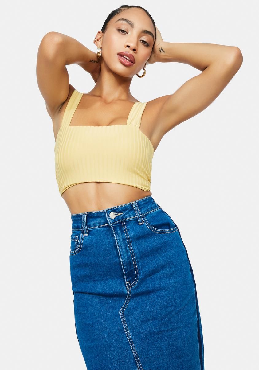 Lemon Left On Read Ribbed Bralette Top sold by Dolls Kill