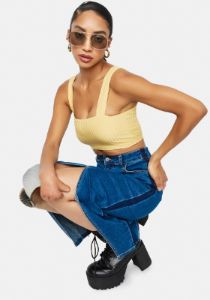 Lemon Left On Read Ribbed Bralette Top sold by Dolls Kill