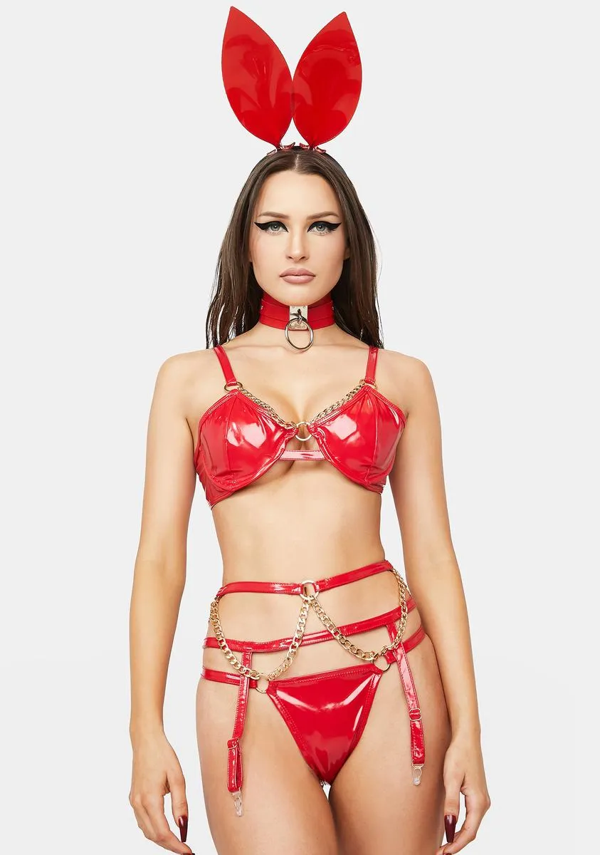 Red Let’s Link Lingerie Set sold by Dolls Kill