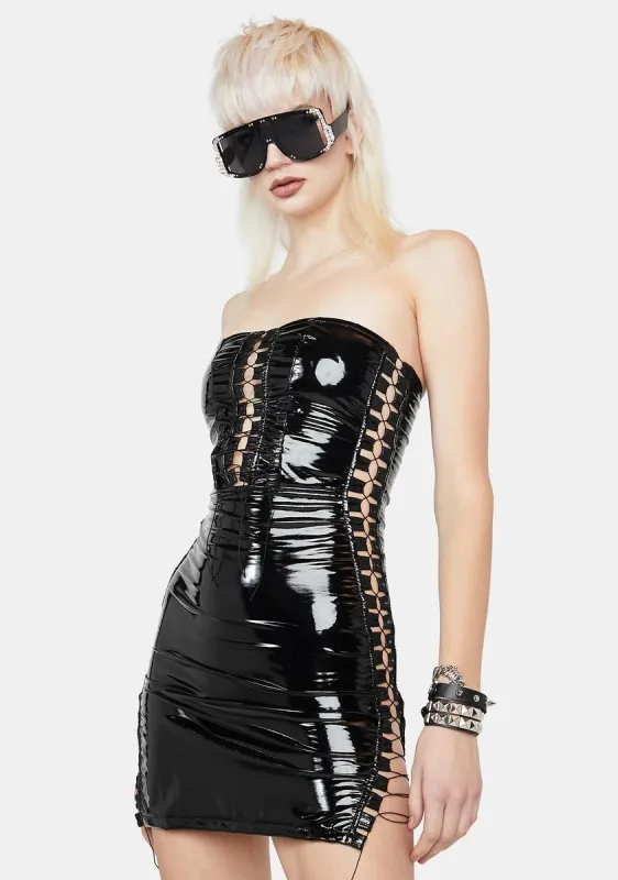 Night Real Desire Lace-Up Mini Dress sold by Dolls Kill