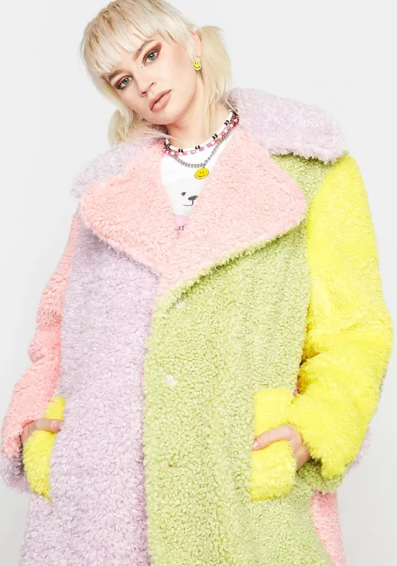 Marshmallow Colorblock Fluff Coat sold by Dolls Kill