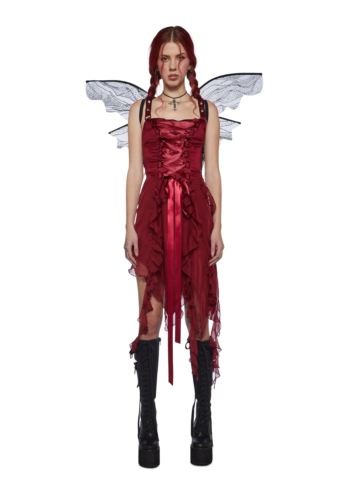 Life's No Fairytale Midi Dress - Burgundy sold by Dolls Kill product image thumbnail 5