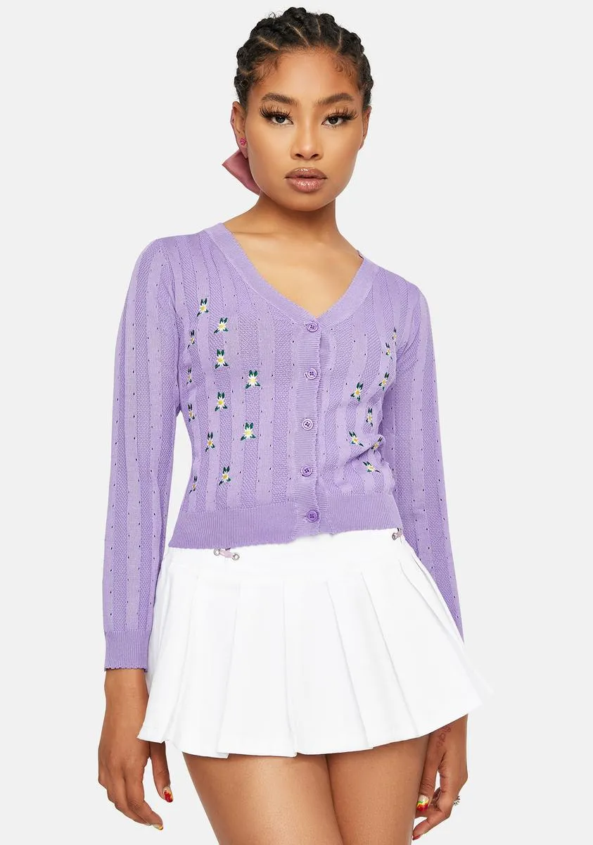 Fields Of Flowers Embroidered Cardigan sold by Dolls Kill