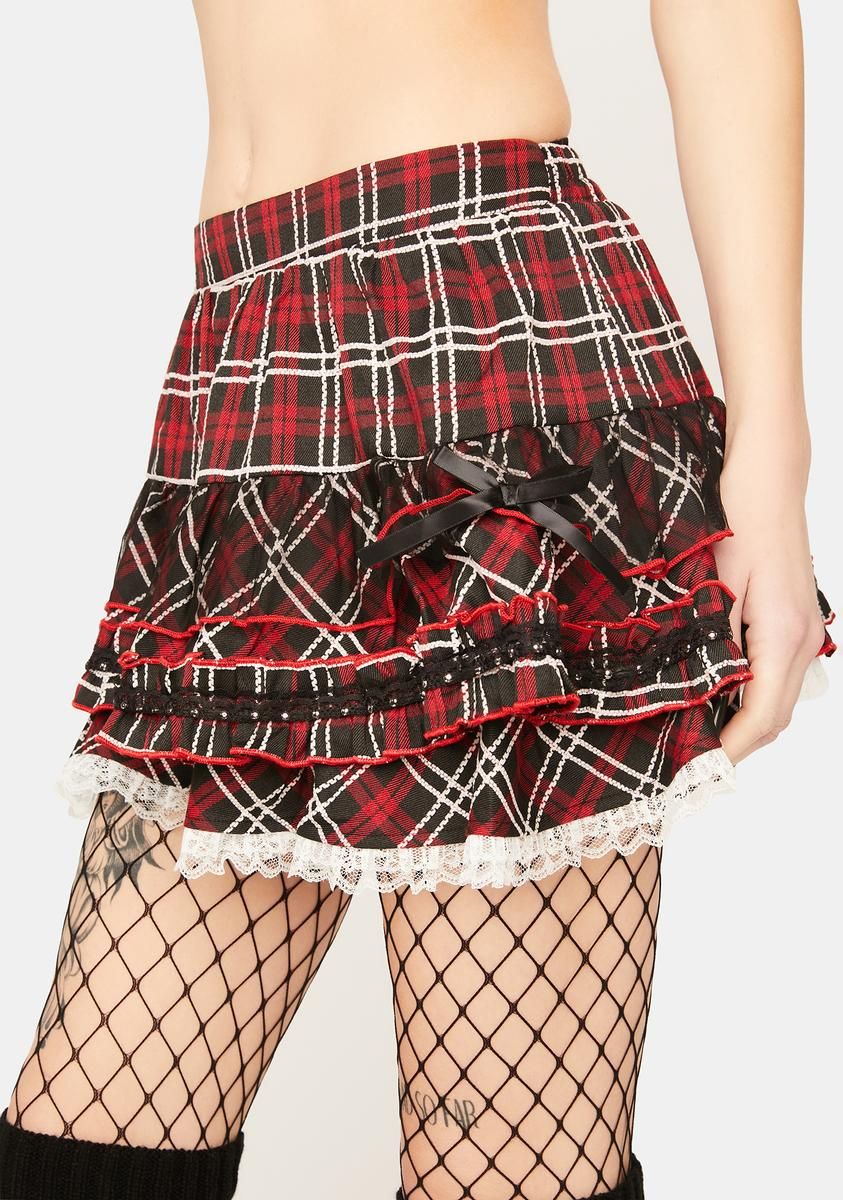 Plaid Ruffle Mini Skirt sold by Dolls Kill