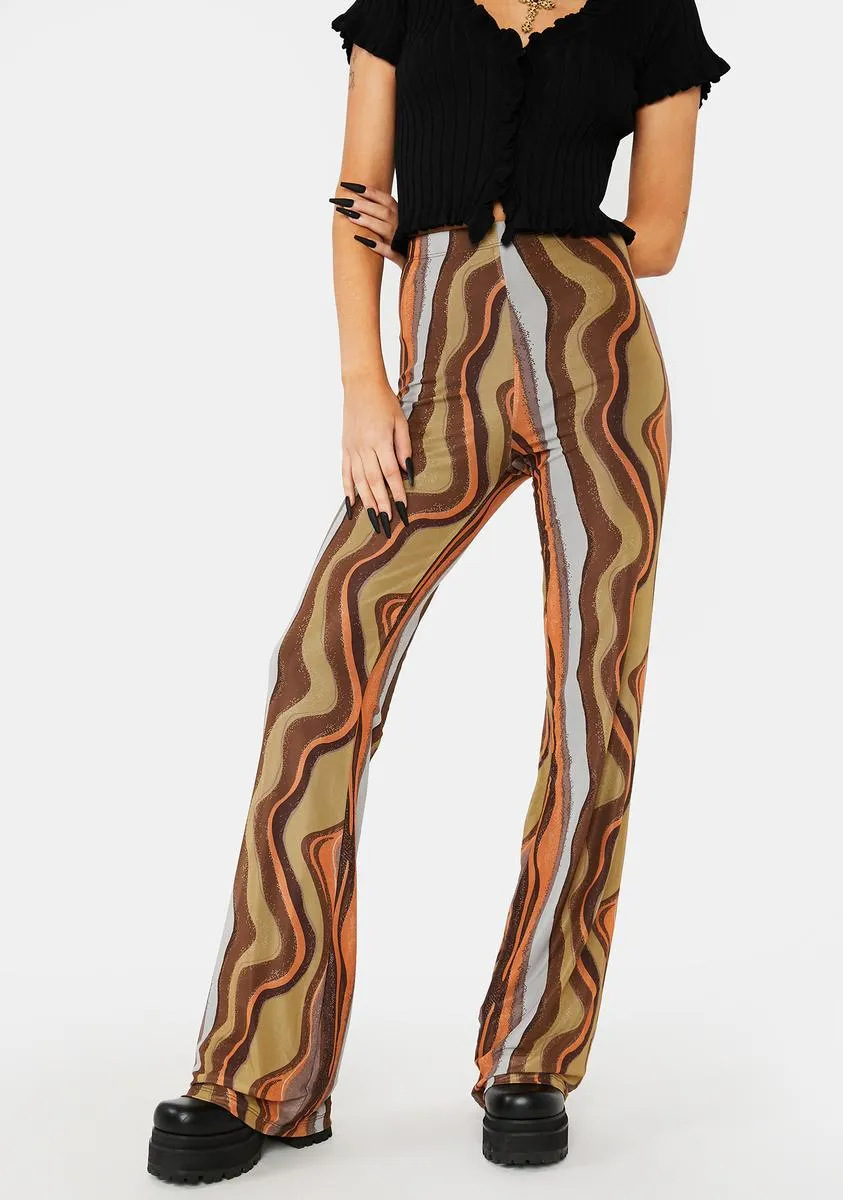 X Iris Herly Earthy Gradient Flare Trousers sold by Dolls Kill