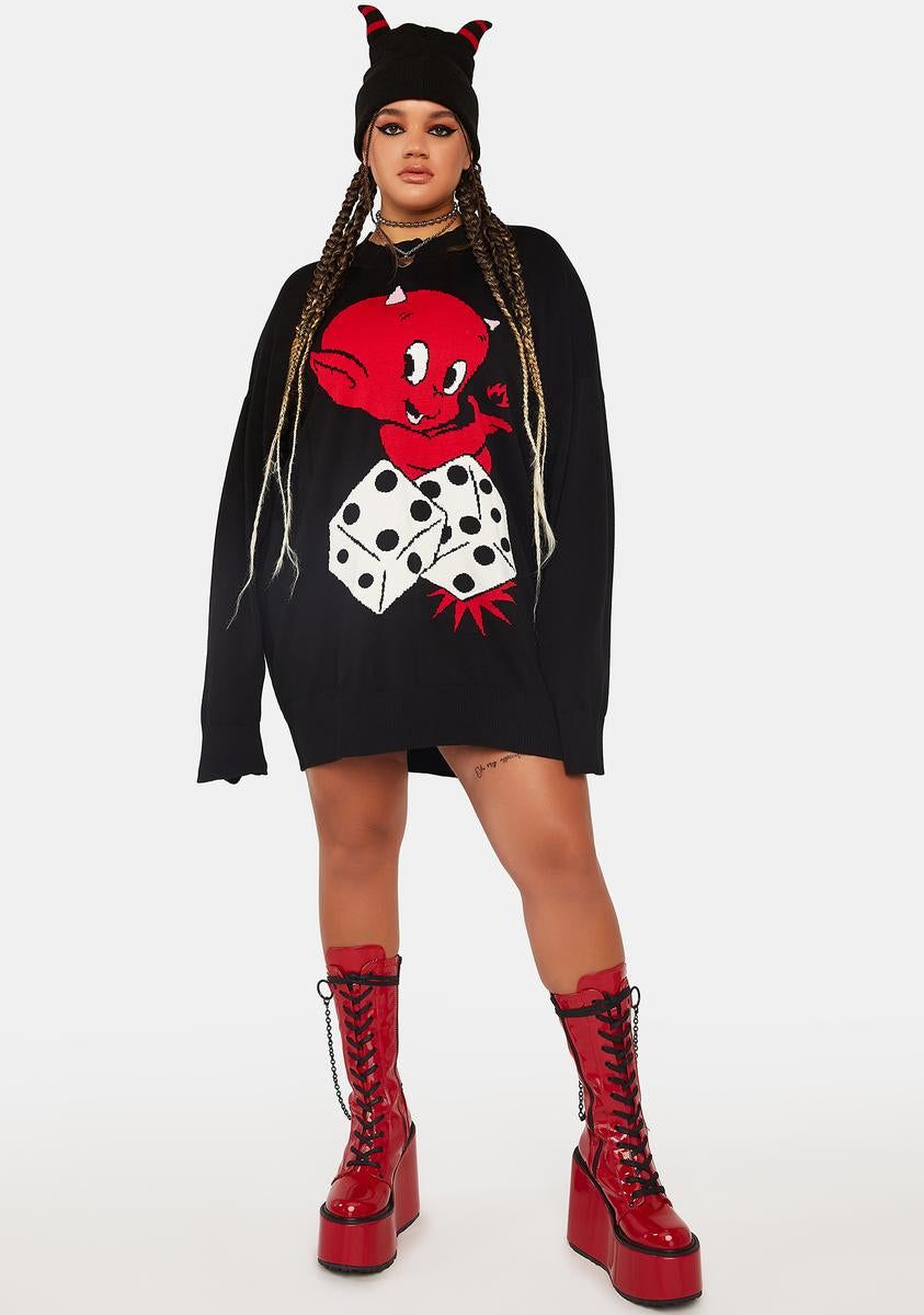 Plus Unlucky Gamble Oversized Sweater sold by Dolls Kill product image thumbnail 3