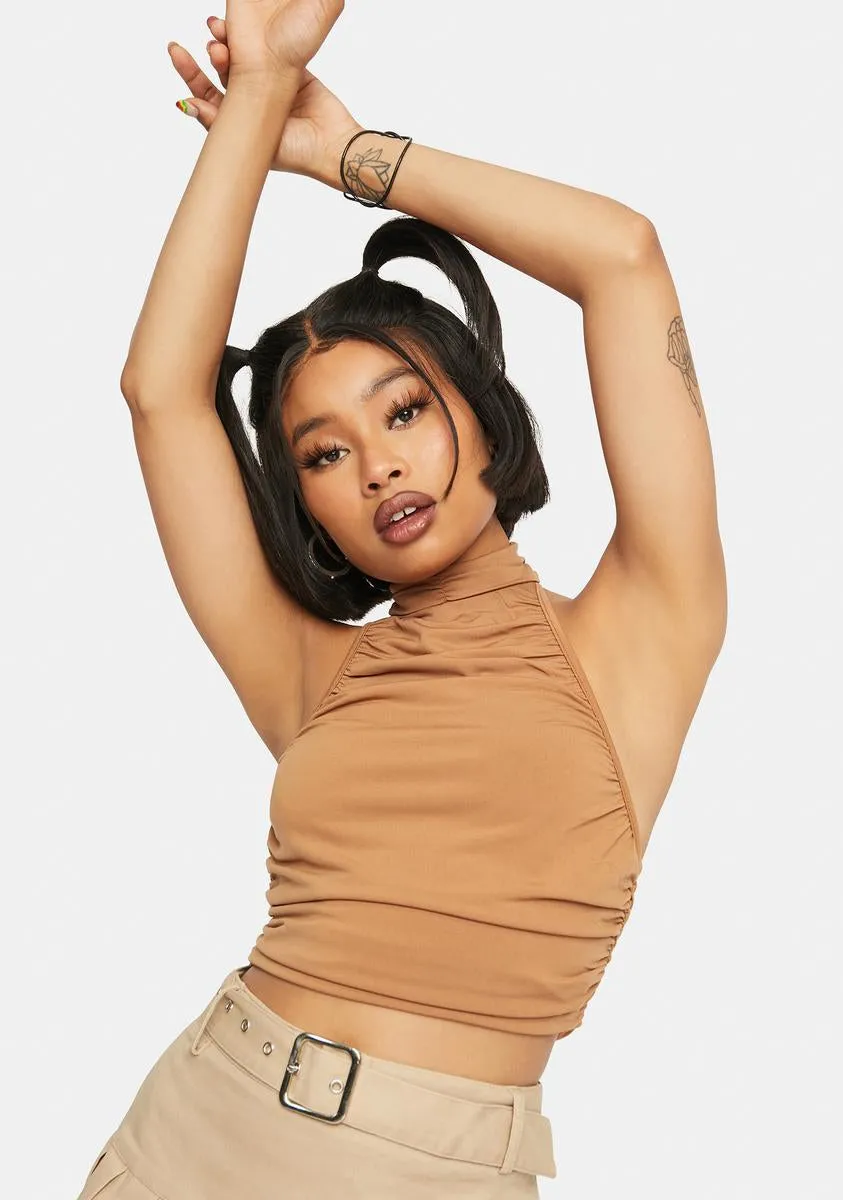 Cocoa Ruched Halter Tank Top sold by Dolls Kill