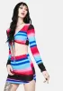 Fuchsia Unlike The Rest Striped Skirt Set sold by Dolls Kill