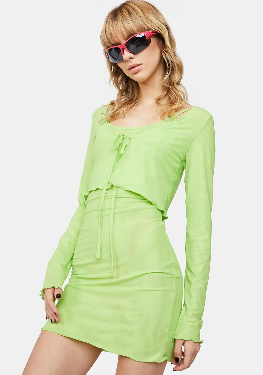 Lime Sunset Hues Mesh Cardigan Dress sold by Dolls Kill product image thumbnail 2
