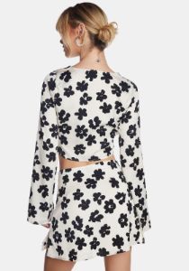 Black/Cream Floral Skirt Set sold by Dolls Kill