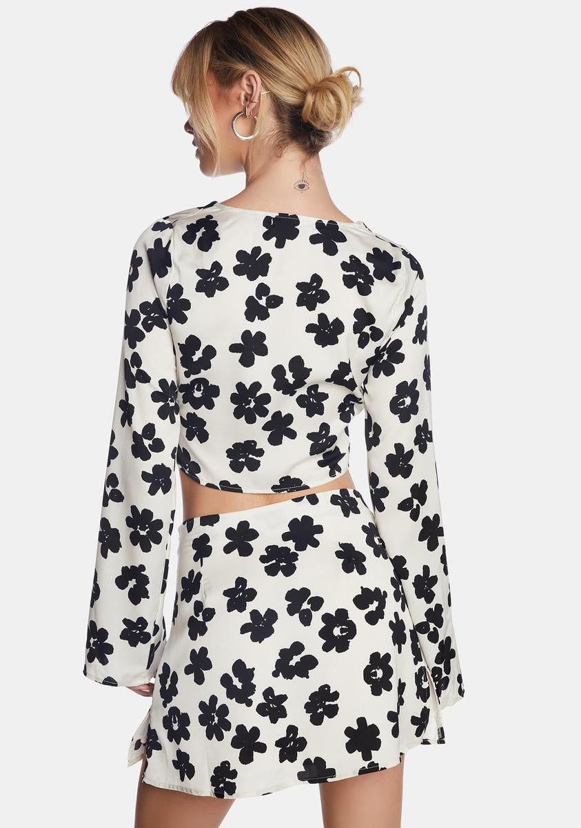 Black/Cream Floral Skirt Set sold by Dolls Kill product image thumbnail 4