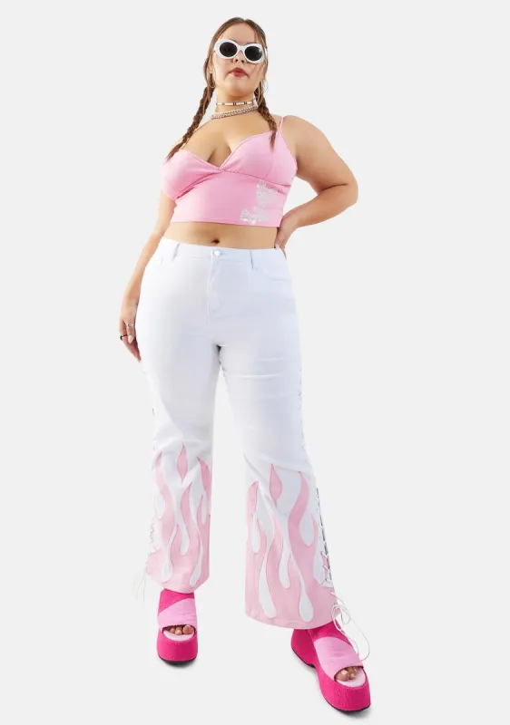 Always Fired Up Twill Flare Pants sold by Dolls Kill