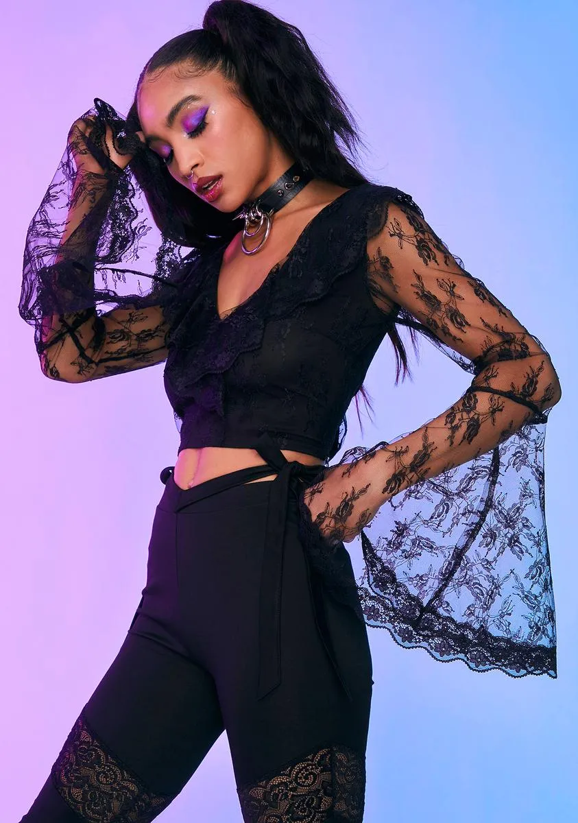 Mystical Romantic Floral Lace Ruffle Top sold by Dolls Kill product image thumbnail 2