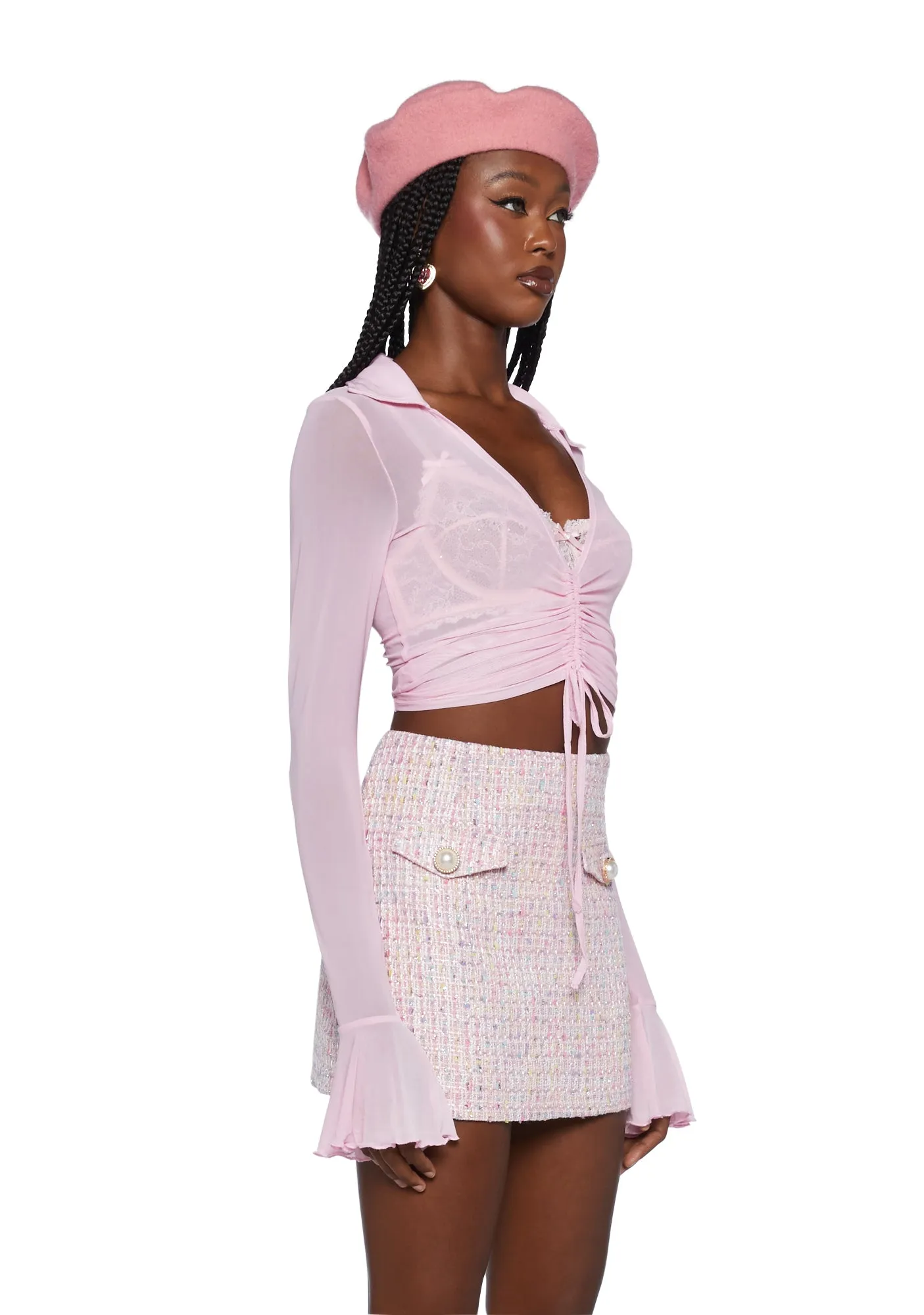 Ascend Your Throne Crop Top - Pink sold by Dolls Kill product image thumbnail 3