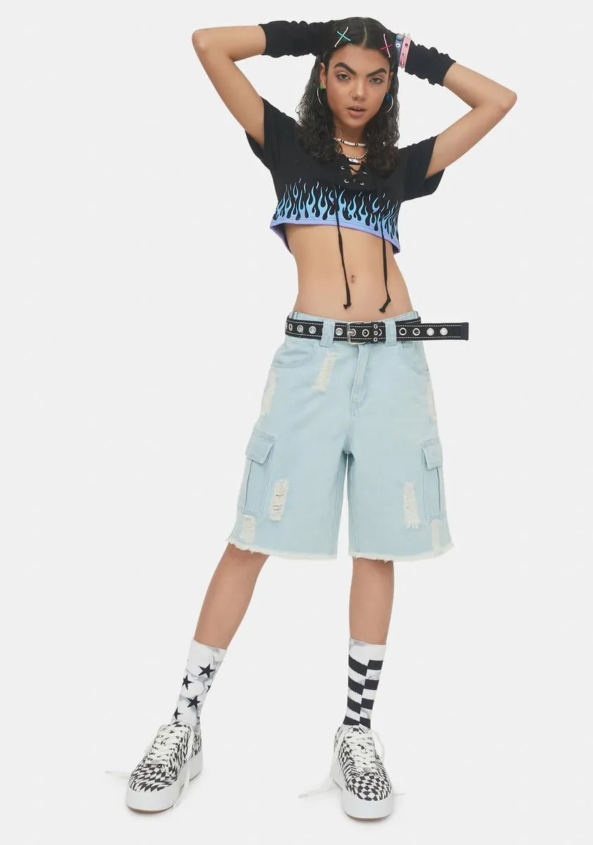 Alley Oop Lace Up Crop Tee sold by Dolls Kill product image thumbnail 3