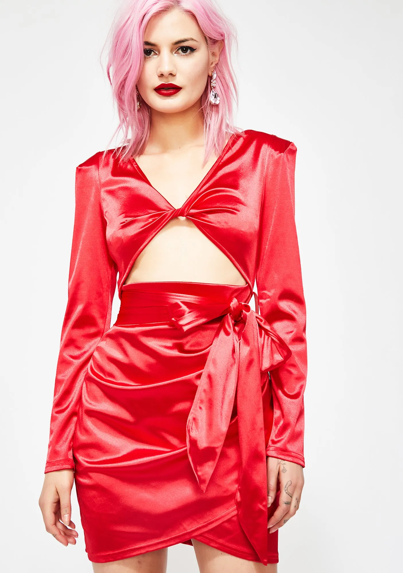 Cherry Exclusively Yours Satin Dress sold by Dolls Kill