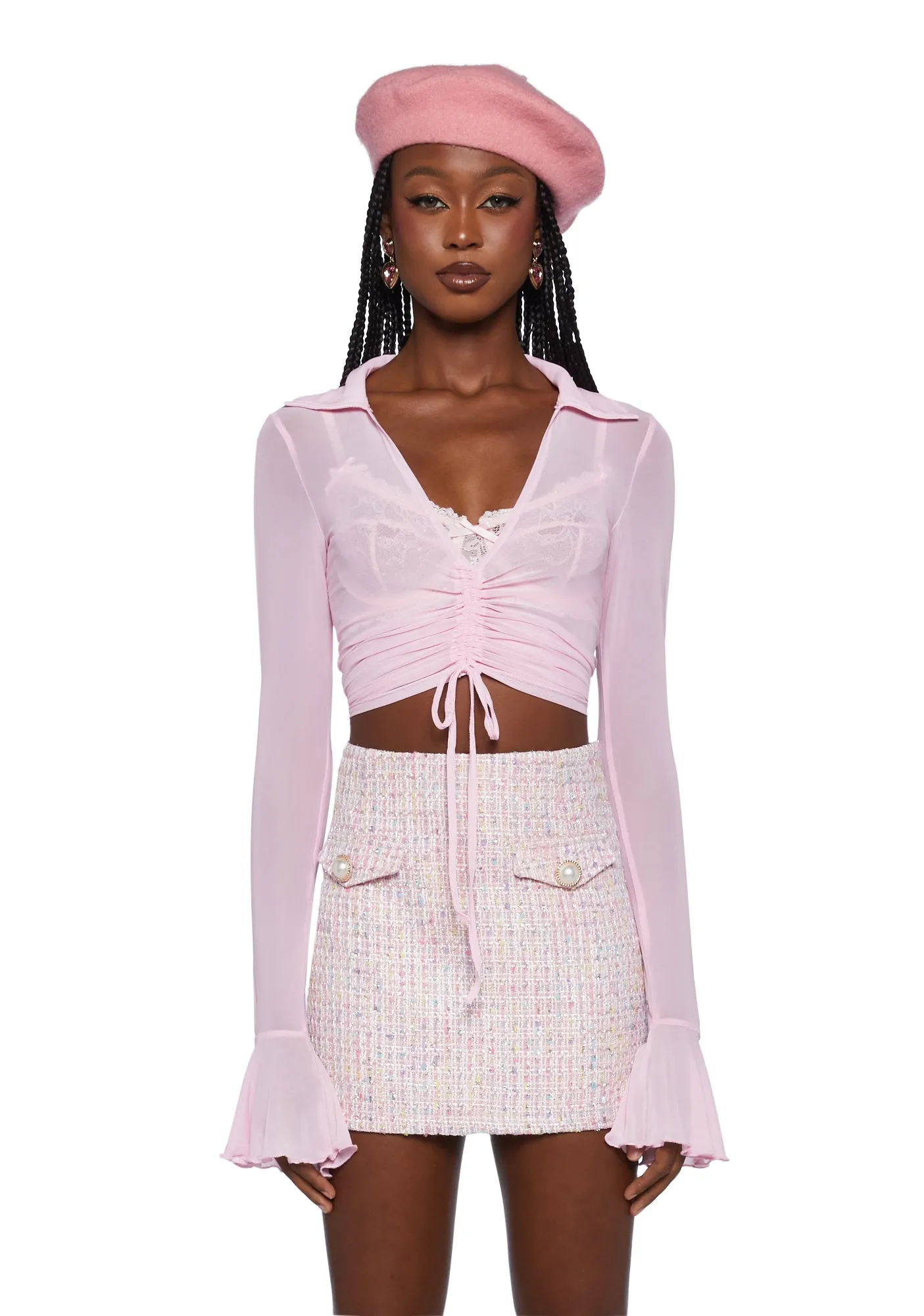 Ascend Your Throne Crop Top - Pink sold by Dolls Kill