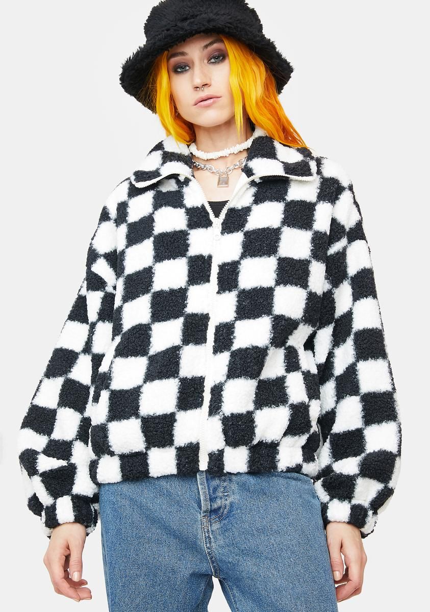 Slick Next Move Sherpa Checkered Jacket sold by Dolls Kill