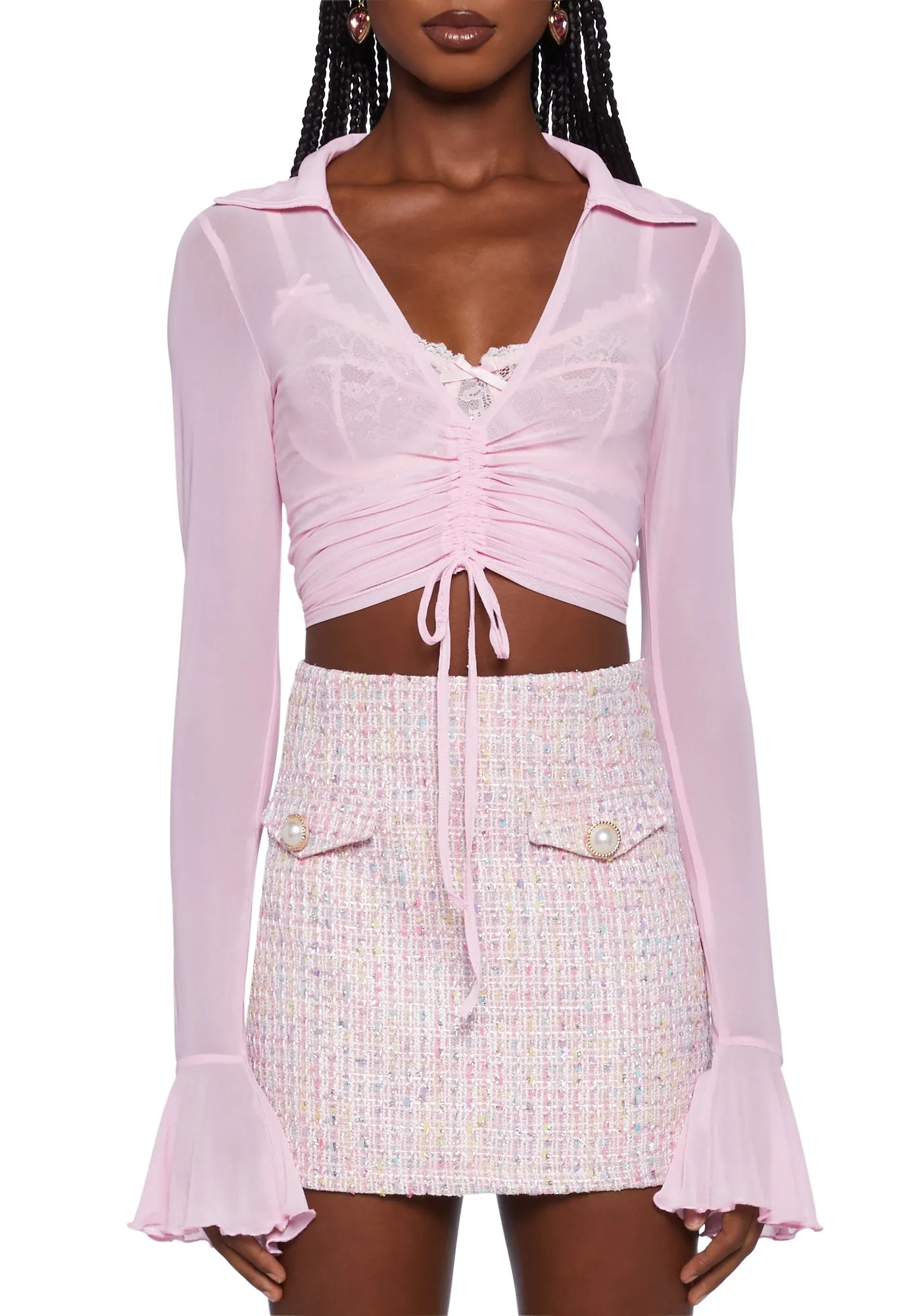 Ascend Your Throne Crop Top - Pink sold by Dolls Kill product image thumbnail 5